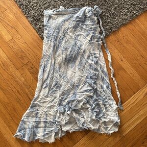treasure Tie Dye Blue and White Wrap Midi Skirt Size Medium